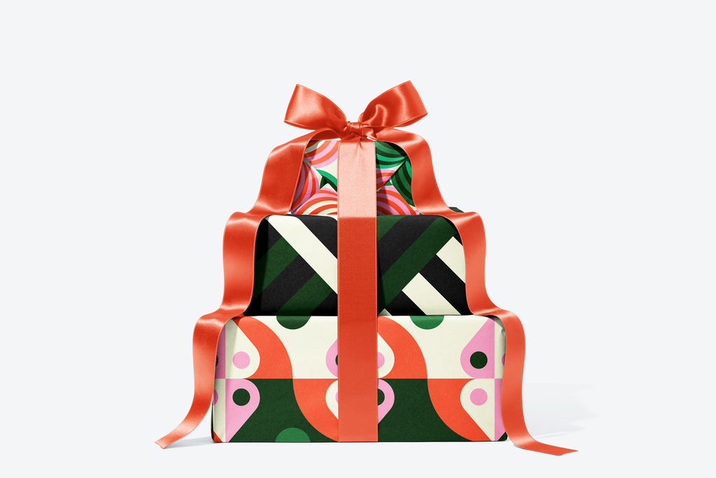 Christmas eco wrapping paper, greeting cards, gifts and accessories