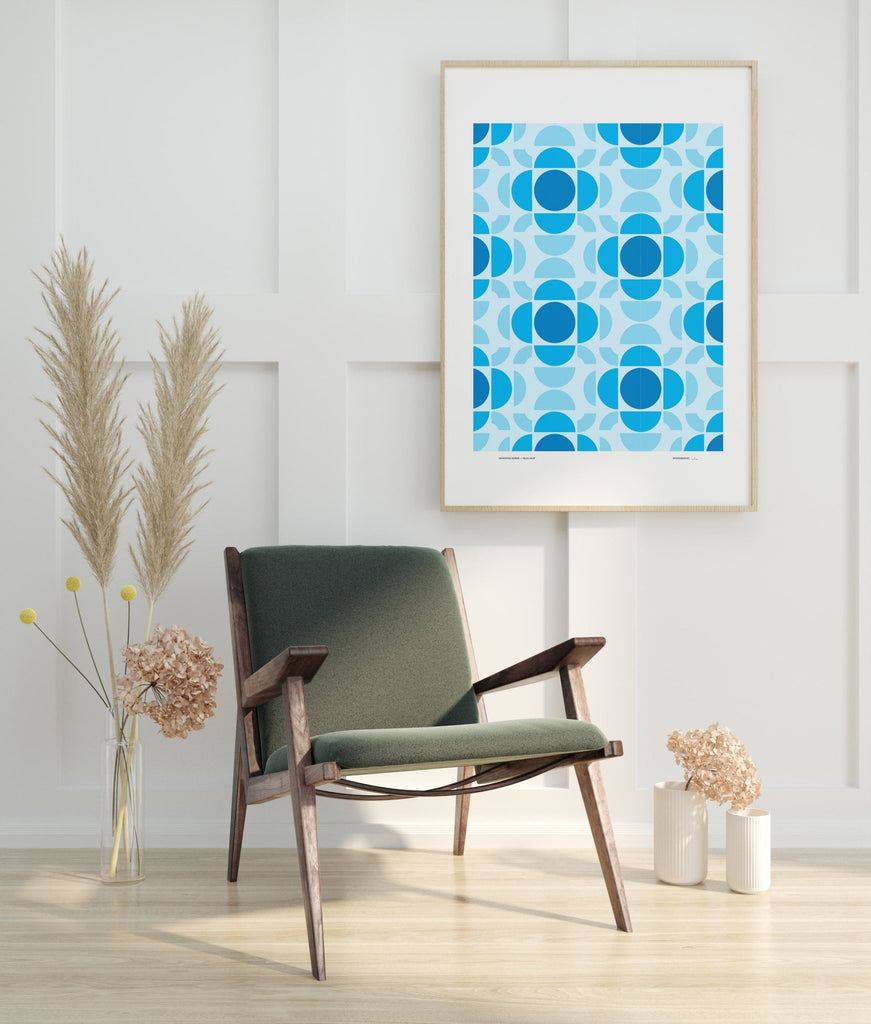 Blue Heat — Boho Blue from the Seventies Series — 70s Bold Pattern Limited Edition Graphical Art Print - Storigraphic