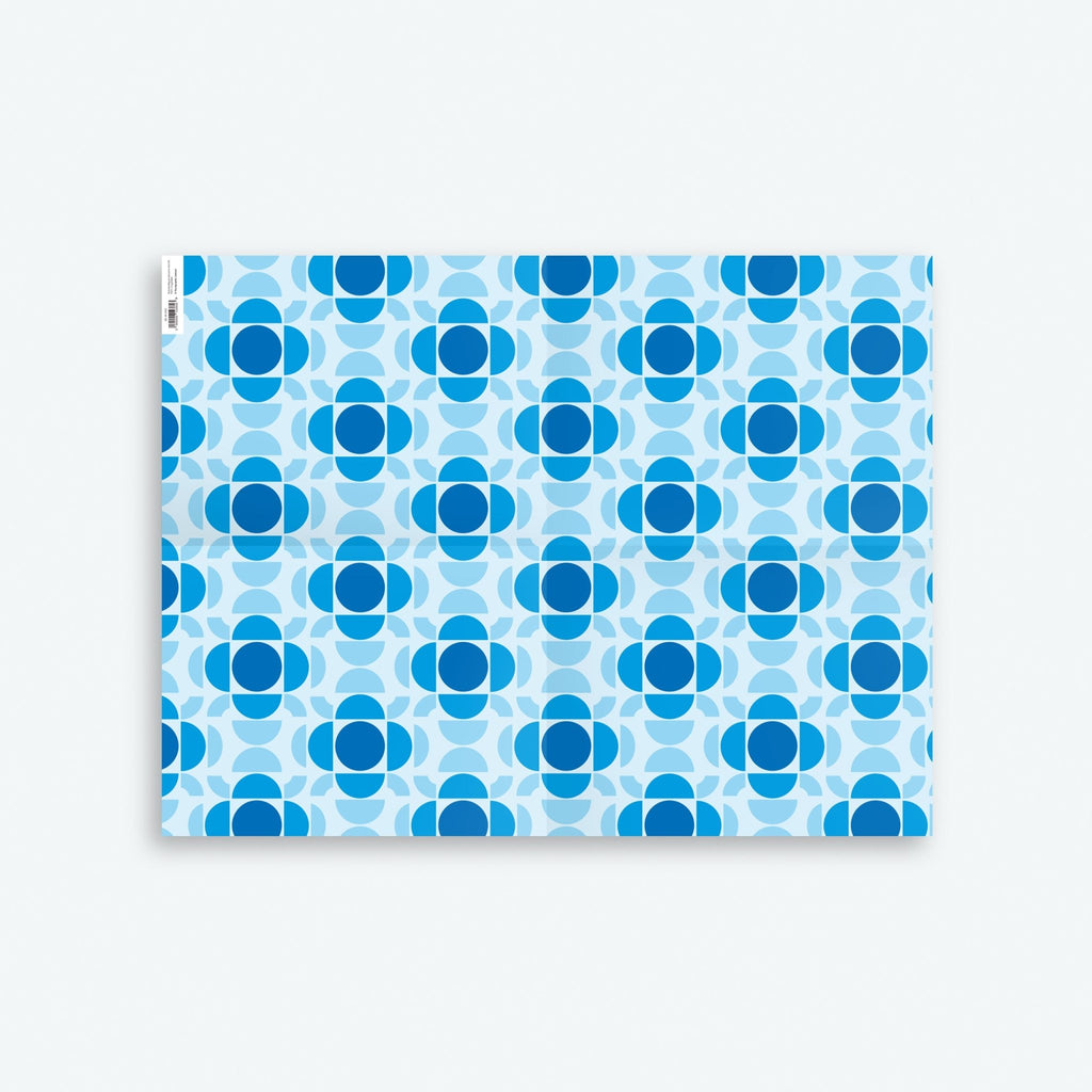 Boho Blue 3 — Seventies Series — 70s Wrapping Paper and Gift Tag Set - Storigraphic