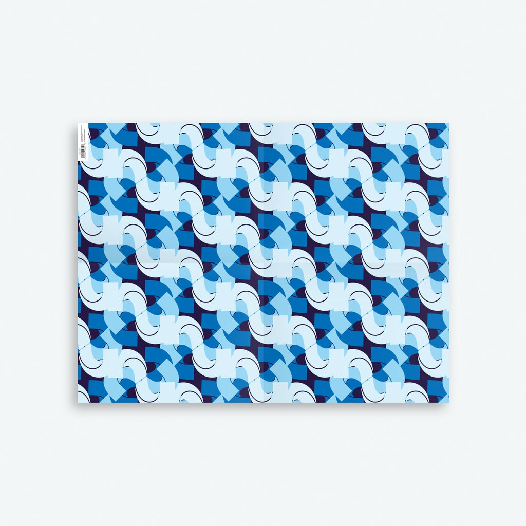 Boho Blue 5 — Seventies Series — 70s Wrapping Paper and Gift Tag Set - Storigraphic