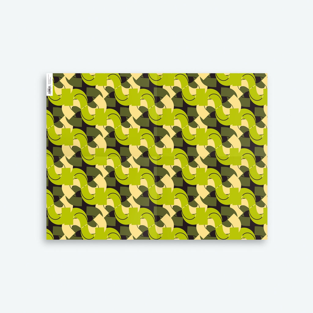 Boho Green 5 — Seventies Series — 70s Wrapping Paper and Gift Tag Set - Storigraphic