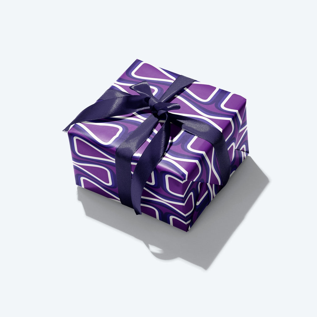 Boho Purple 4 — Seventies Series — 70s Wrapping Paper and Gift Tag Set - Storigraphic