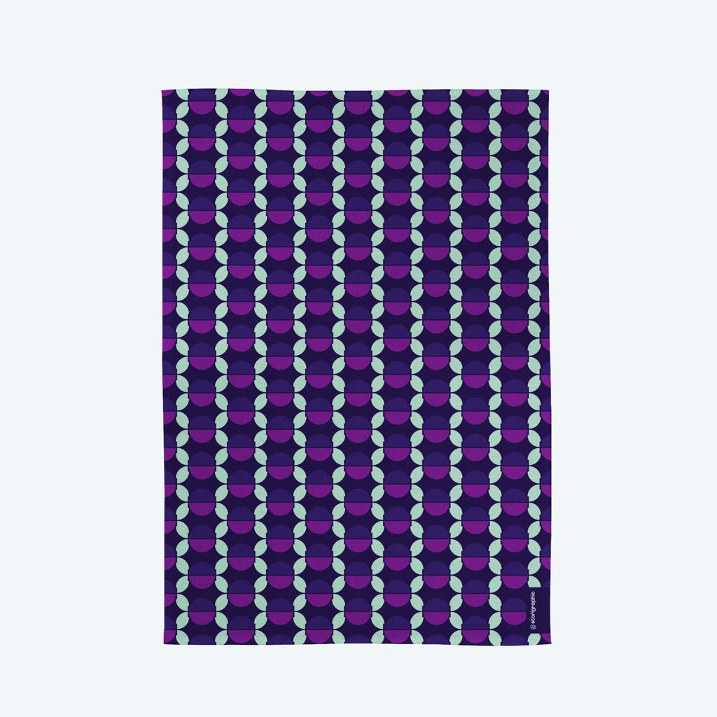 Boho Purple 6 — Seventies Series — 70s Cotton Tea Towel - Storigraphic