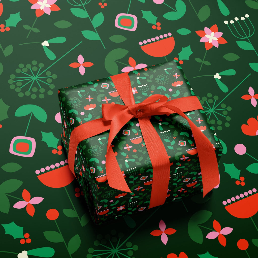 Bountiful Festive Bloom — Christmas Wrapping Paper on - Storigraphic