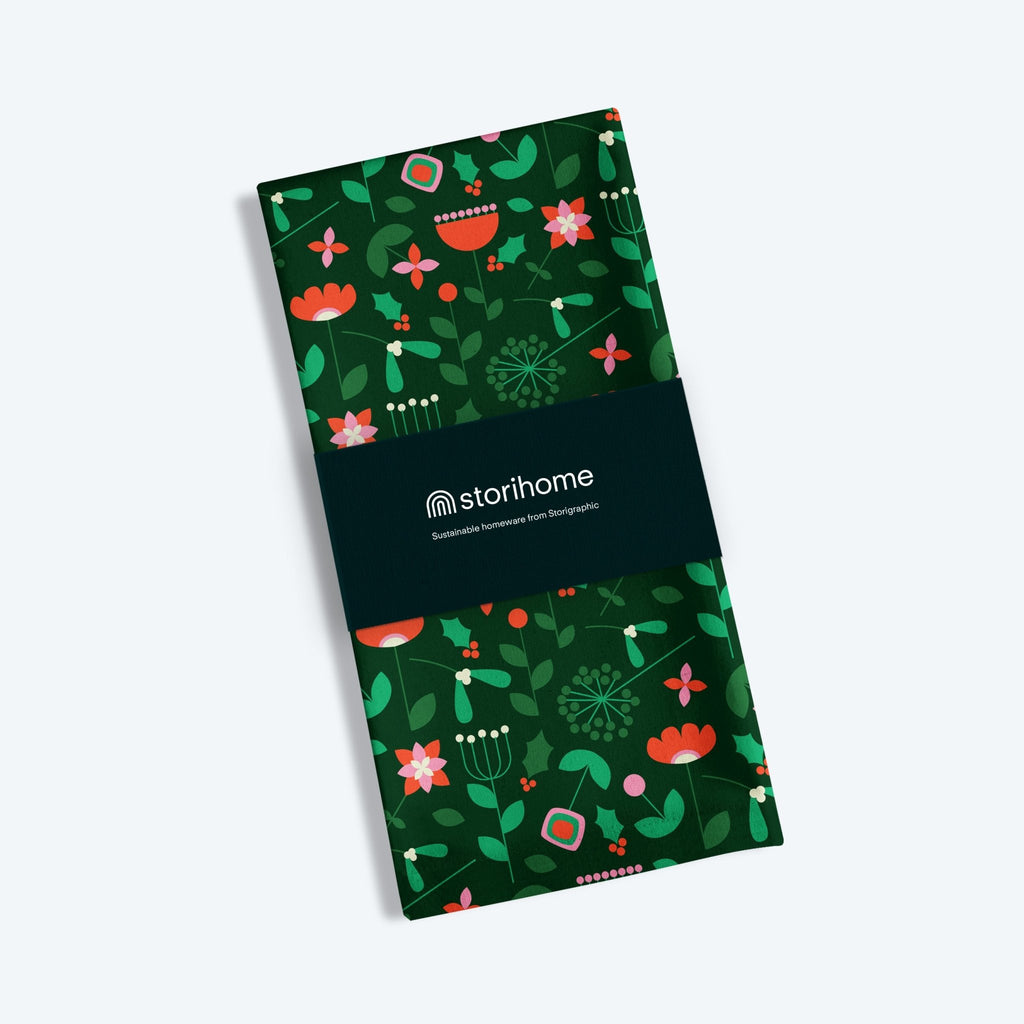 Dinky Festive Bloom — Christmas Cotton Tea Towel - Storigraphic