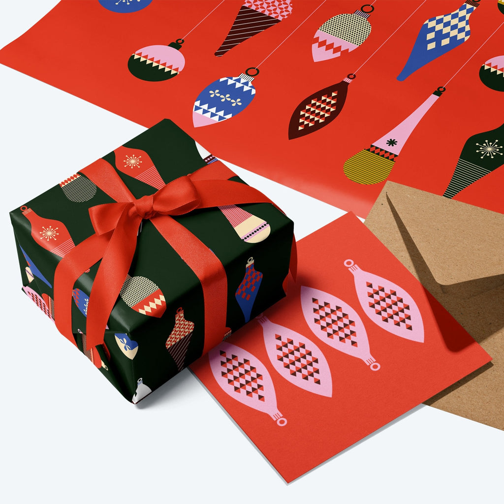 Double - Sided Vintage Baubles 02 — Christmas Wrapping Paper - Storigraphic