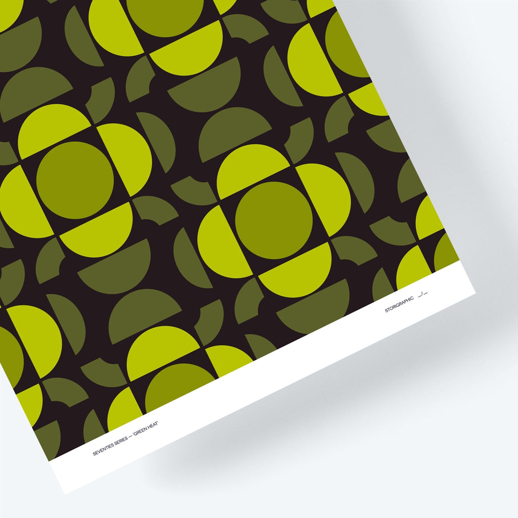 Green Heat — Boho Green from the Seventies Series — Bold Pattern Limited Edition Graphical Art Print - Storigraphic