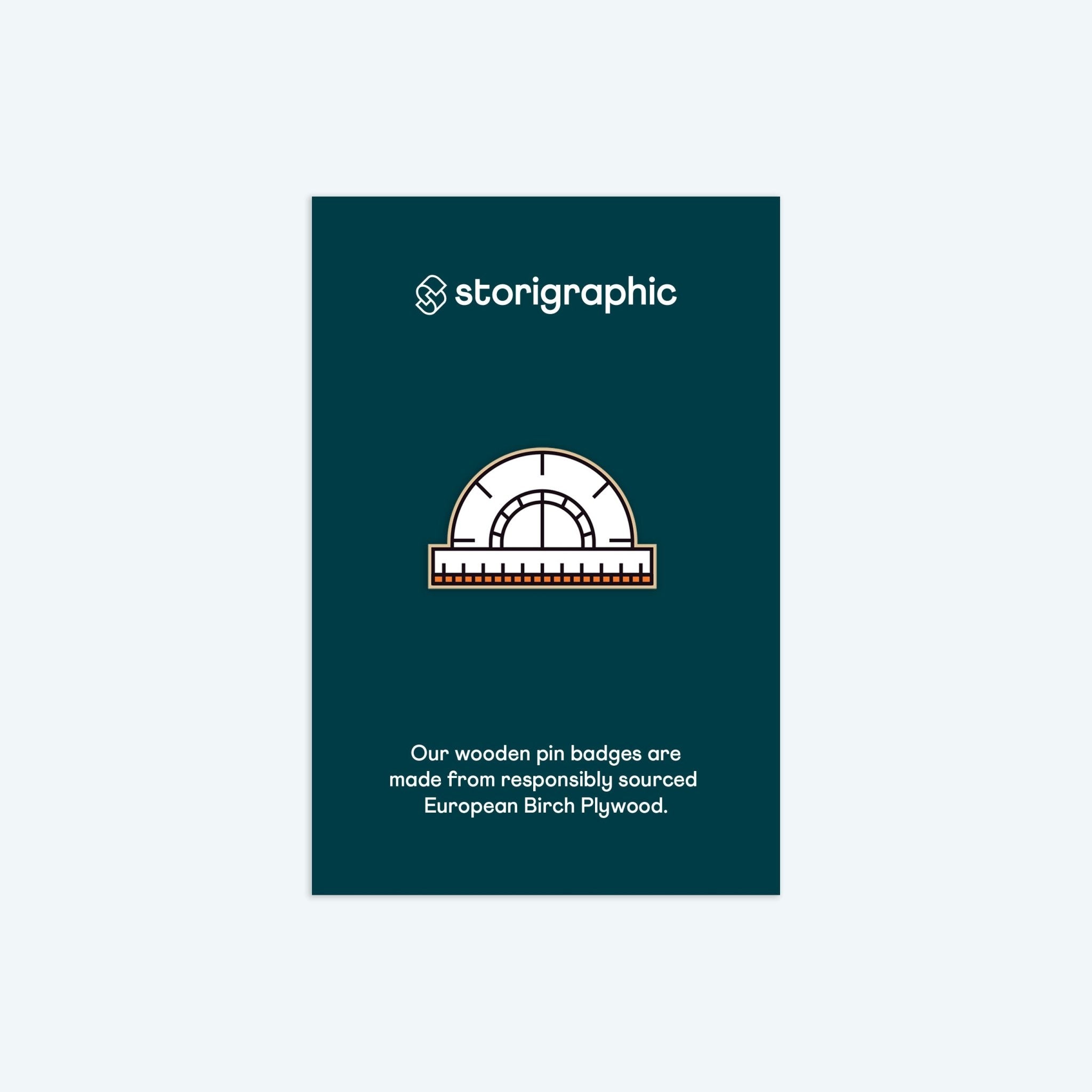 Protractor Pin Protractor — Wooden Pin Badge – Storigraphic
