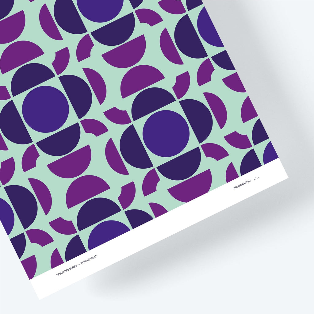 Purple Heat — Boho Purple from the Seventies Series — 70s Bold Pattern Limited Edition Graphical Art Print - Storigraphic